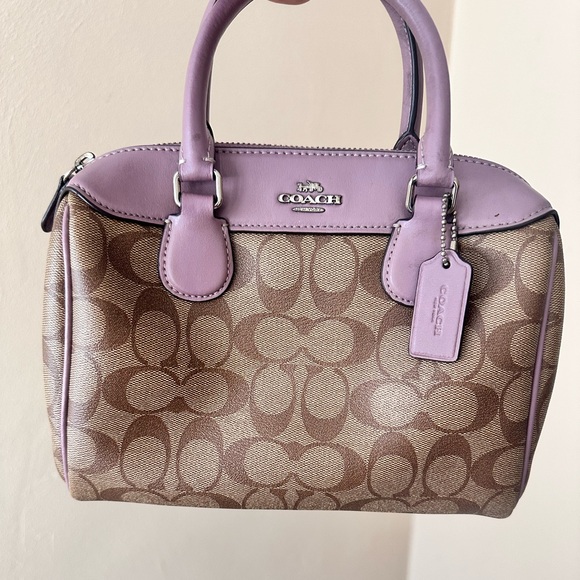 Coach Purple and Brown Signature Satchel - Picture 1 of 2